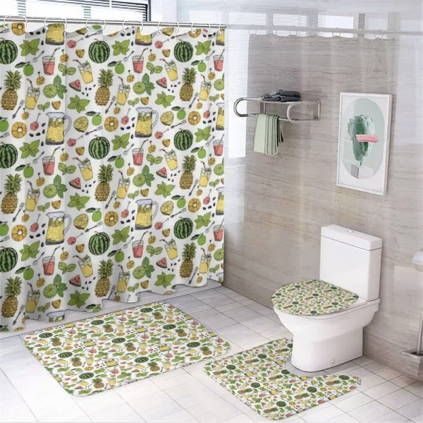 Summer Drinks Fruits on a shower curtain