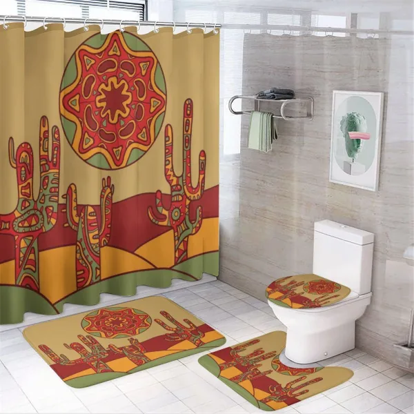 Tribal Design Cactus on a shower curtain