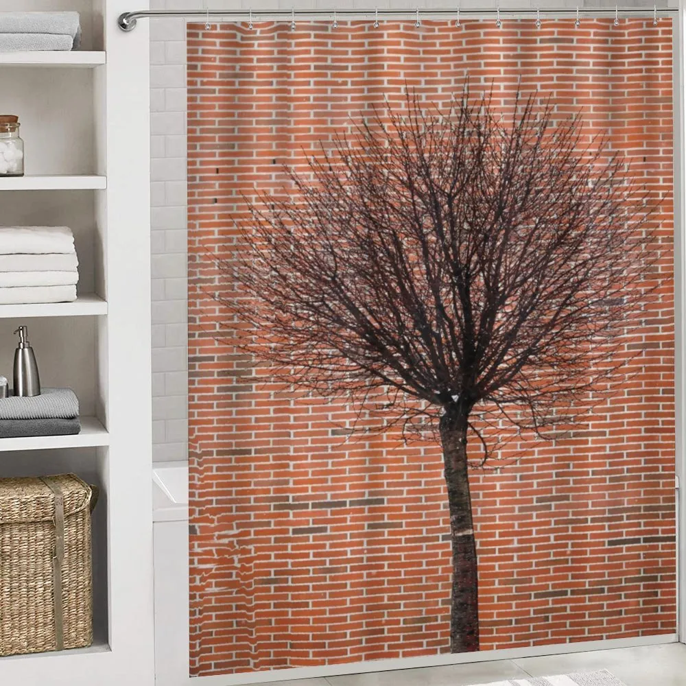 Brick Wall Lonely Fall Tree — Detail 4