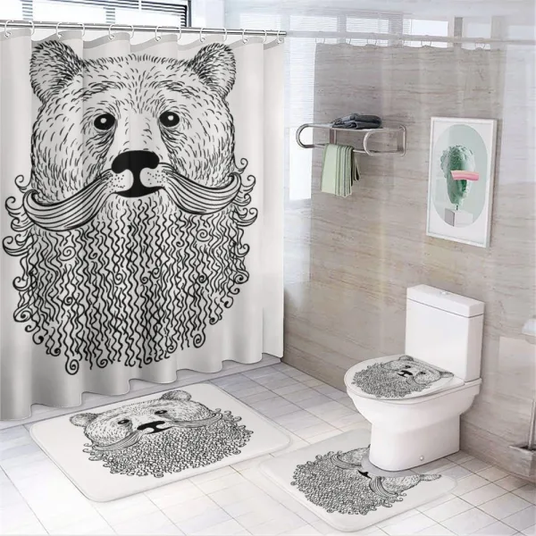 Doodle Bear with Beard on a shower curtain