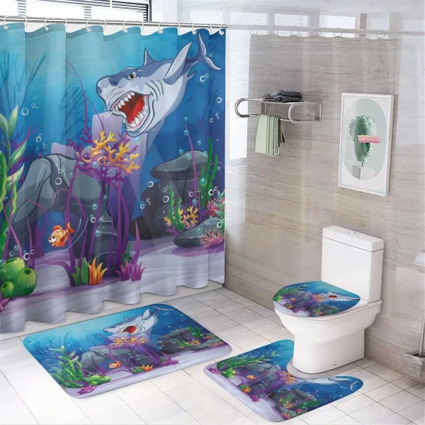 Evil Shark Little Fish on a shower curtain