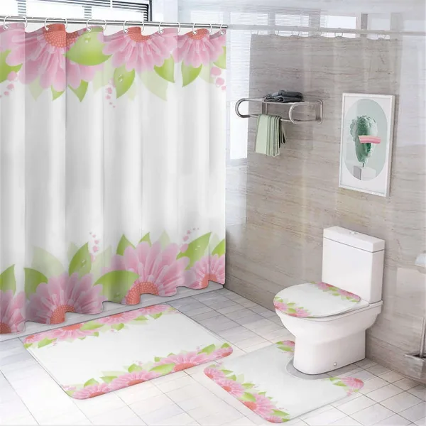 Fresh Gerberas on a shower curtain