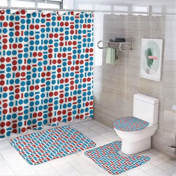 Geometric Modern Forms on a shower curtain