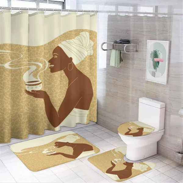 Happy Afro Lady on a shower curtain