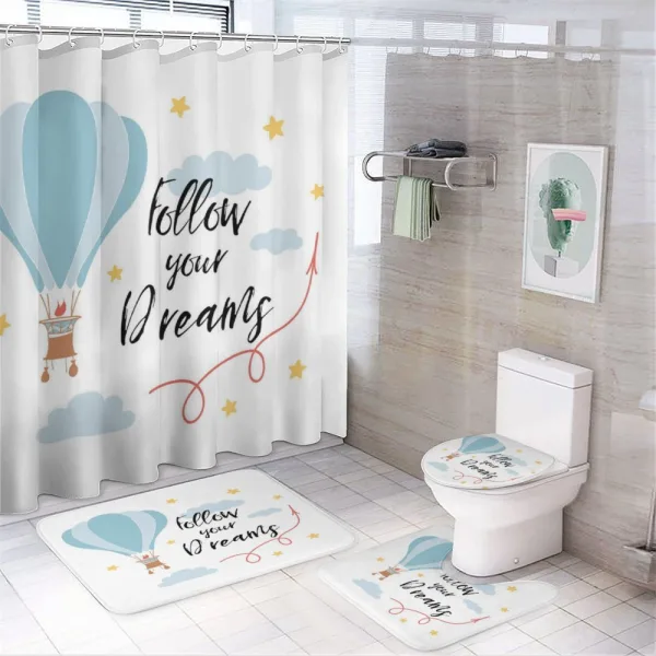 Hot Air Balloon Stars Clouds on a shower curtain