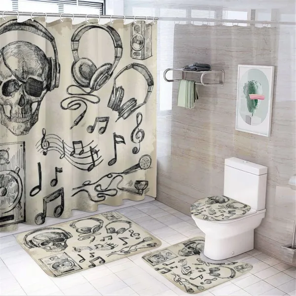 Music Hipster Skull on a shower curtain