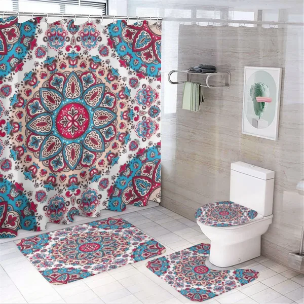Oriental Style Floral Retro on a shower curtain