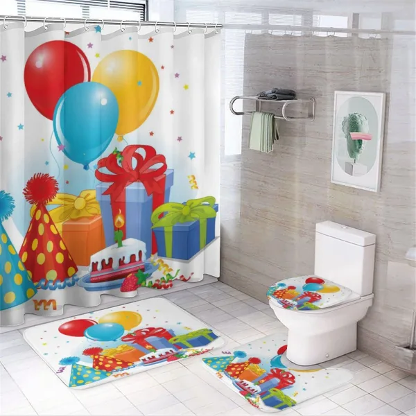 Pie Hats Presents Ballons on a shower curtain