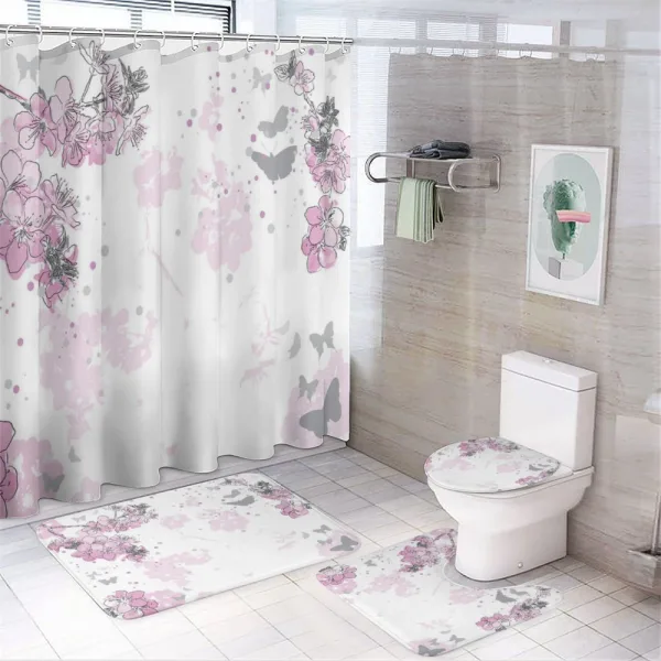 Spring Motif Outline on a shower curtain