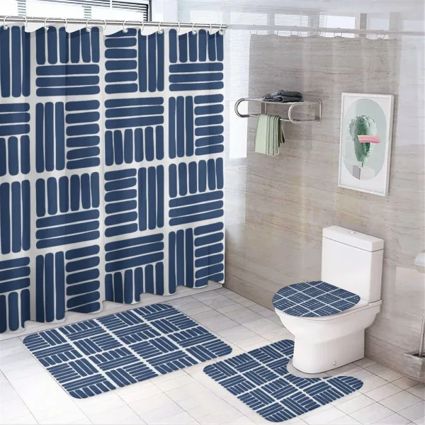 Stripes in Squares on a shower curtain