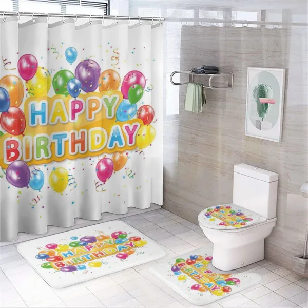 Vivid Birthday Balloon on a shower curtain