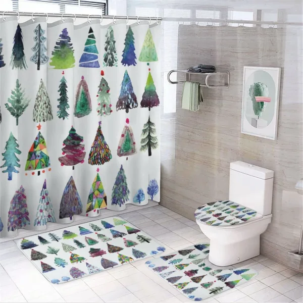 Watercolor Fir Trees on a shower curtain