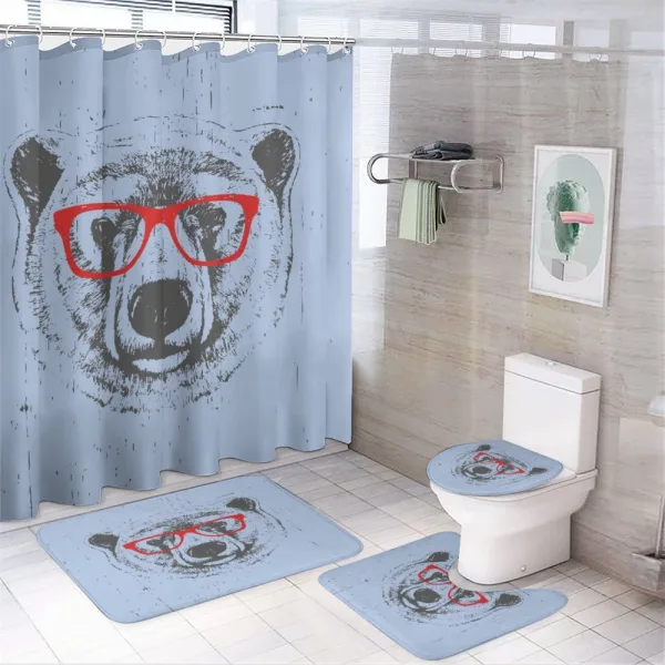 Whimsical Grunge Polar Bear on a shower curtain