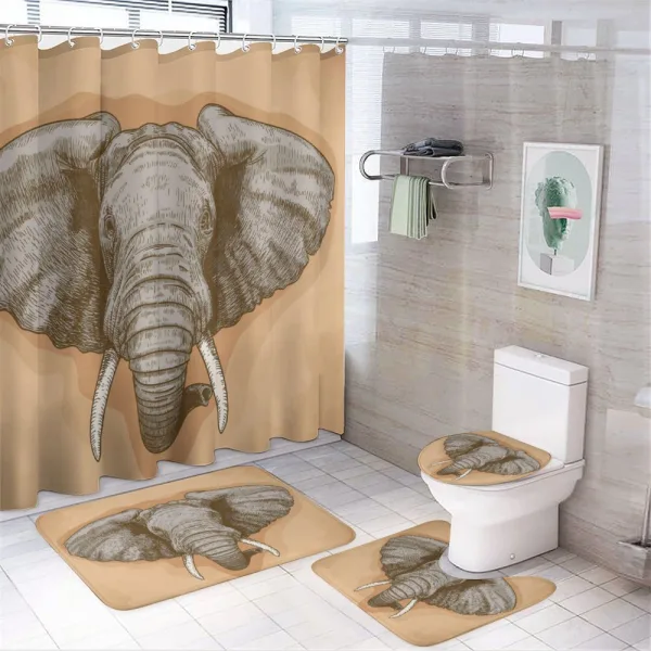 Wild Retro Elephants on a shower curtain