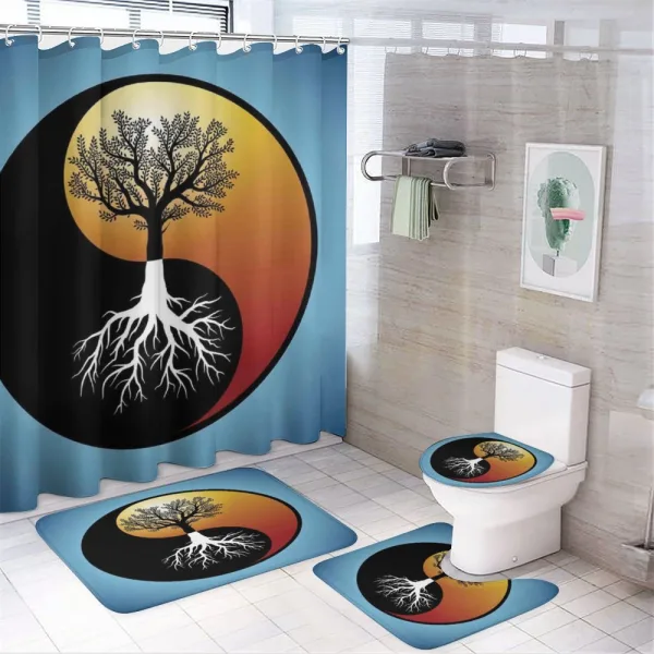 Abstract Tree and Root on a shower curtain