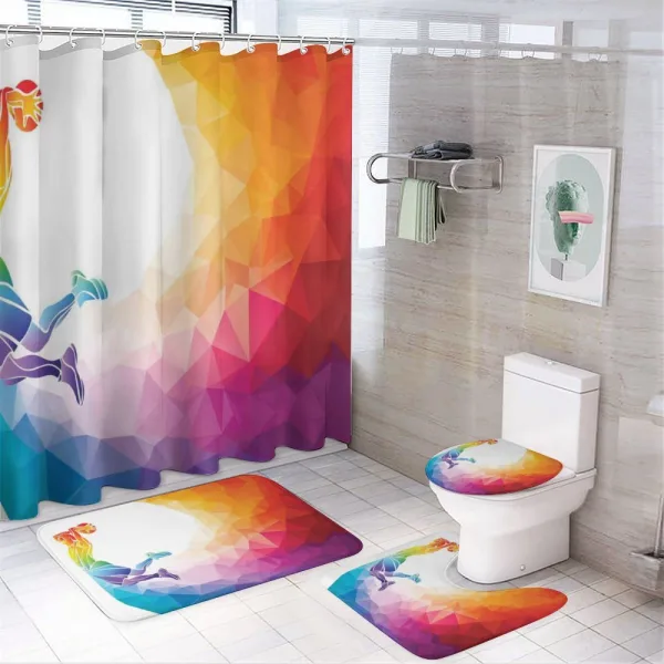 Basketball Player Jumps on a shower curtain