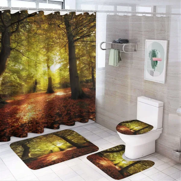 Blurry Forest Dreamy View on a shower curtain