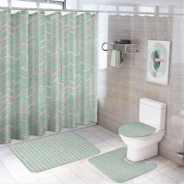 Boho Vintage Zigzags on a shower curtain