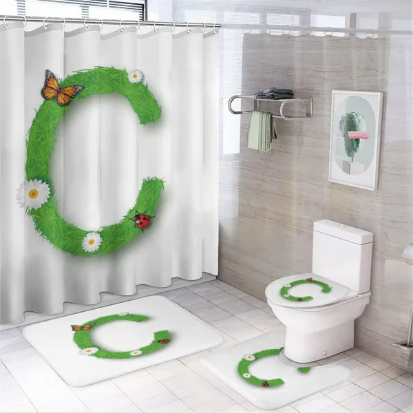 C with Grass Greenland on a shower curtain