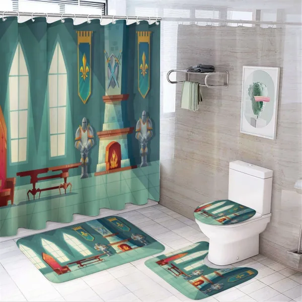 Cartoon of Royal Castle on a shower curtain
