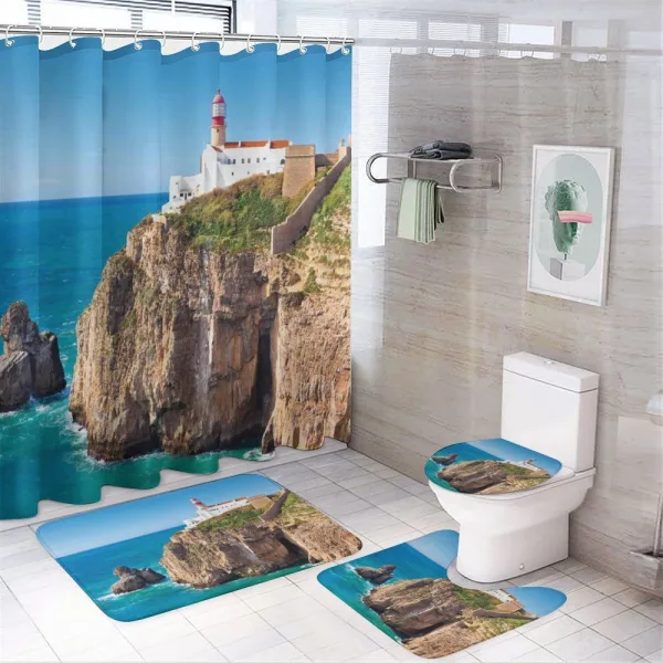 Cliff Rocks Sunny Day on a shower curtain