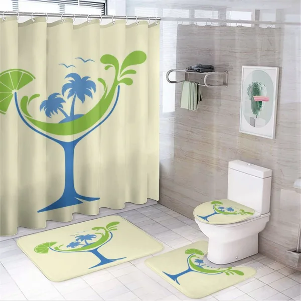 Cocktail Beach Bar with Glass on a shower curtain