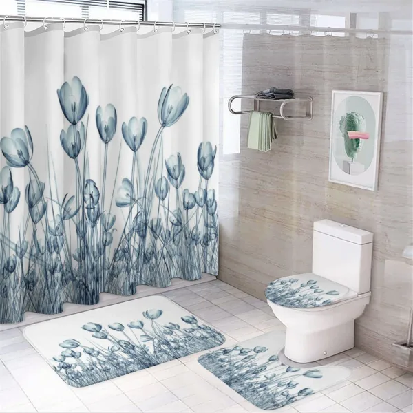 Crocus Flower Field in Xray on a shower curtain