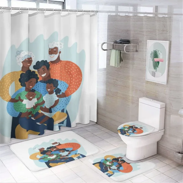 Happy Family Scene on a shower curtain