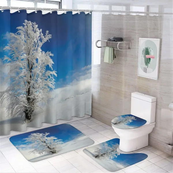 Lonely Tree Rural Land on a shower curtain