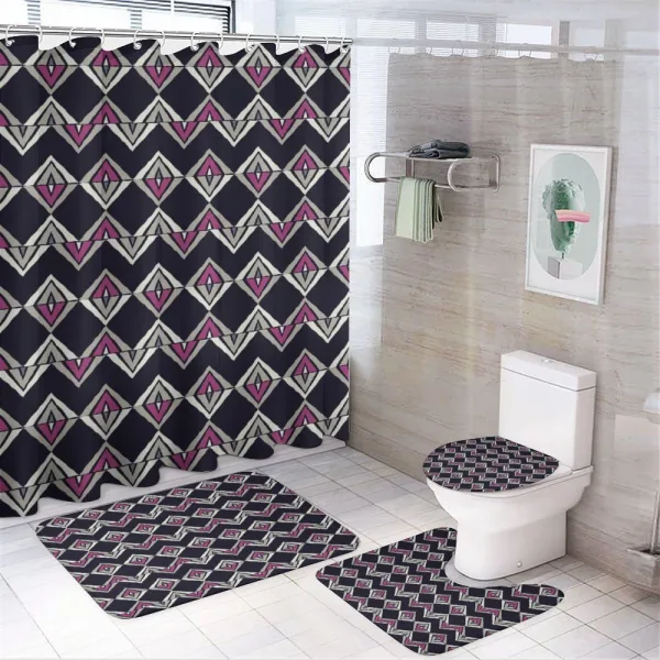 Native Folk Motifs Chevron on a shower curtain