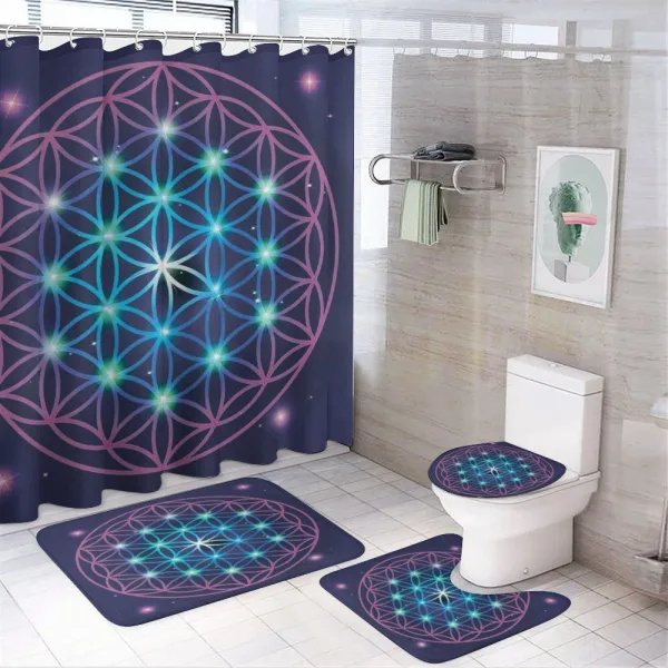 Ombre Flower of Life on a shower curtain
