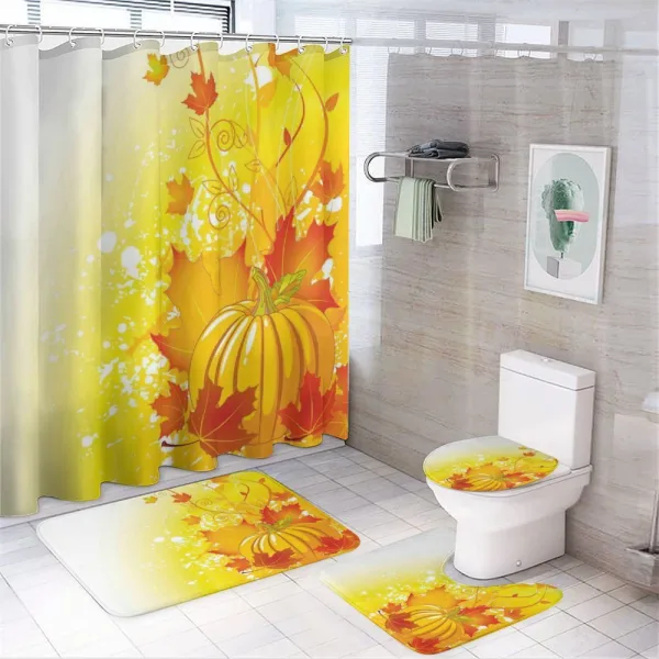 Pumpkin Fall Leaves on a shower curtain