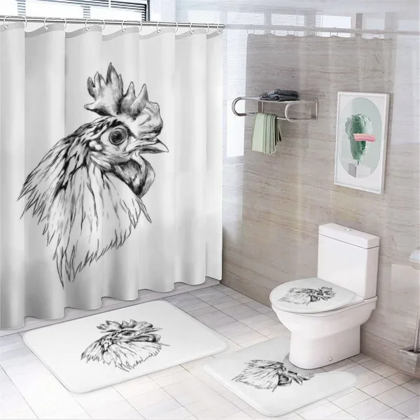 Rooster Head Portrait on a shower curtain
