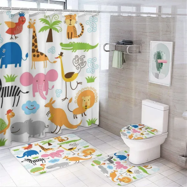 Safari Giraffe Elephant on a shower curtain