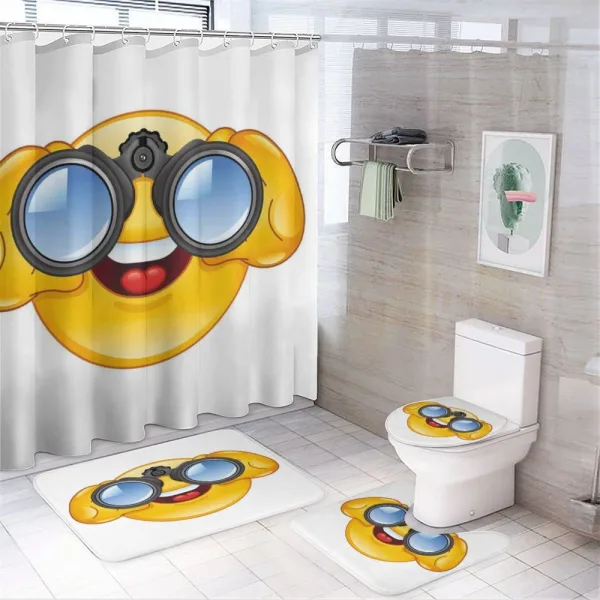 Smiley Face and Telescope on a shower curtain