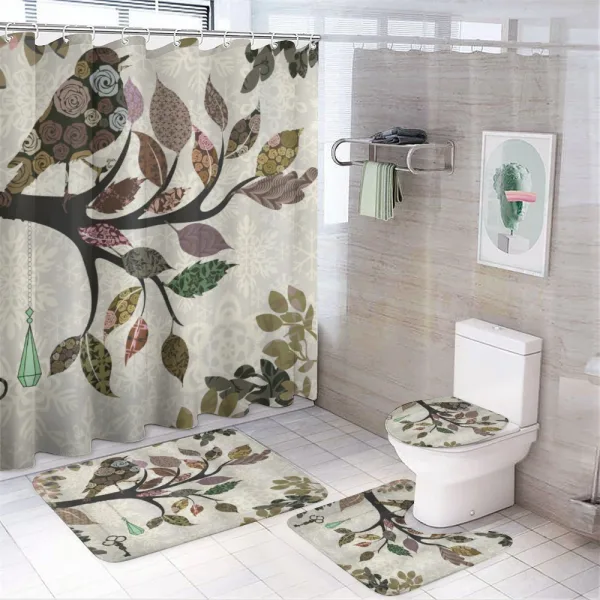 Spring Floral Birds French on a shower curtain