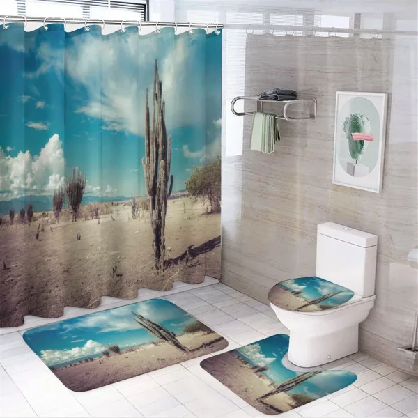 Sunny Hot Desert Plant on a shower curtain