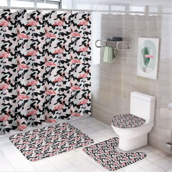 Watercolor Nature Camo on a shower curtain
