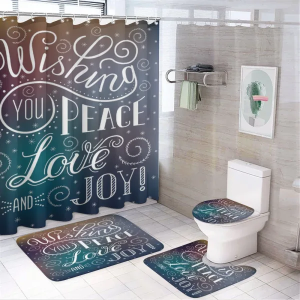 Wishes Themed Xmas Image on a shower curtain