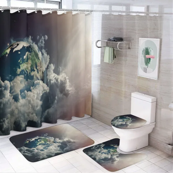 Abstract Planet Clouds on a shower curtain