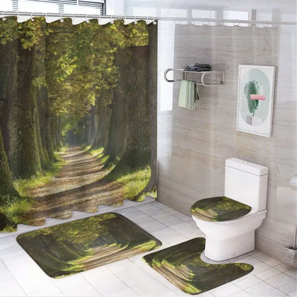 Alley with Oak Trees on a shower curtain