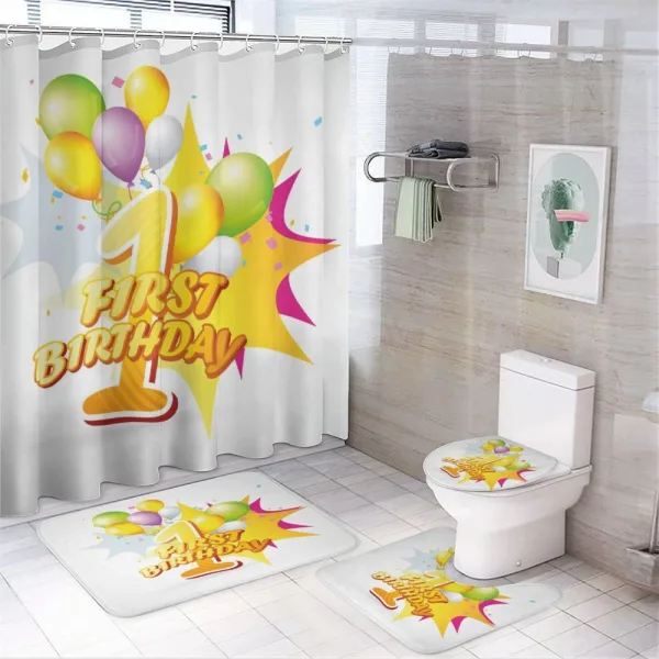 Baby Birthday Party on a shower curtain