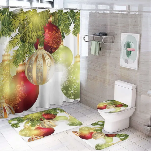 Baubles Motifs Yuletide on a shower curtain