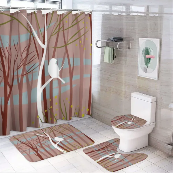 Bird on Leafless Branch on a shower curtain