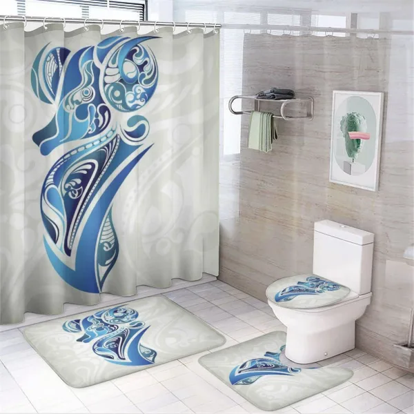 Blue Ram on a shower curtain