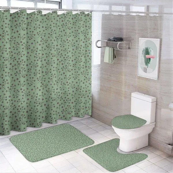 Botanical Elements Flowers on a shower curtain
