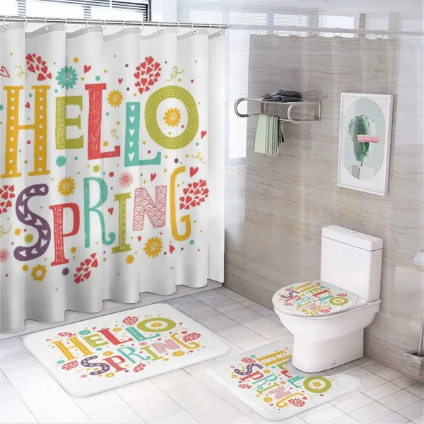 Colorful Spring Elements on a shower curtain