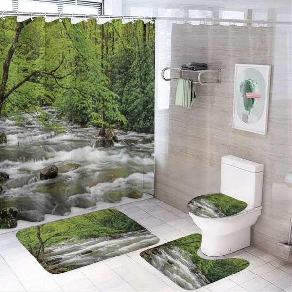 Creek in Spring Forest on a shower curtain