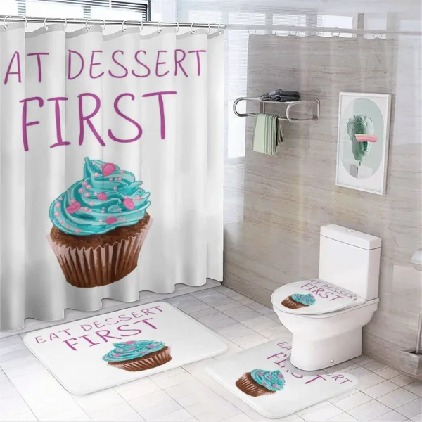 Dessert Cupcake Doodle on a shower curtain