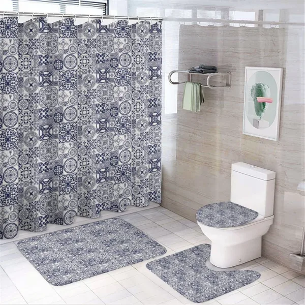 Doodle Ceramic Style on a shower curtain